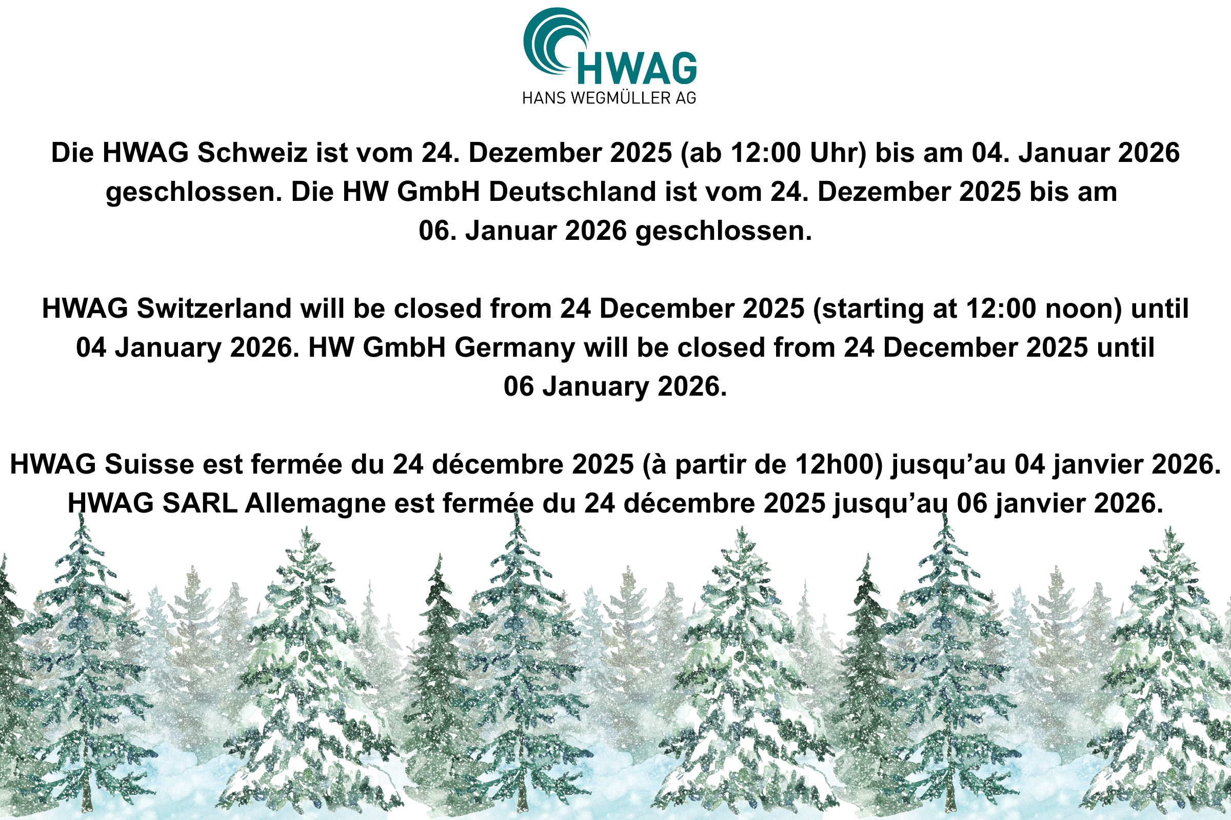 Firmenausflug vom 25. - 26.4.2024 geschlossen